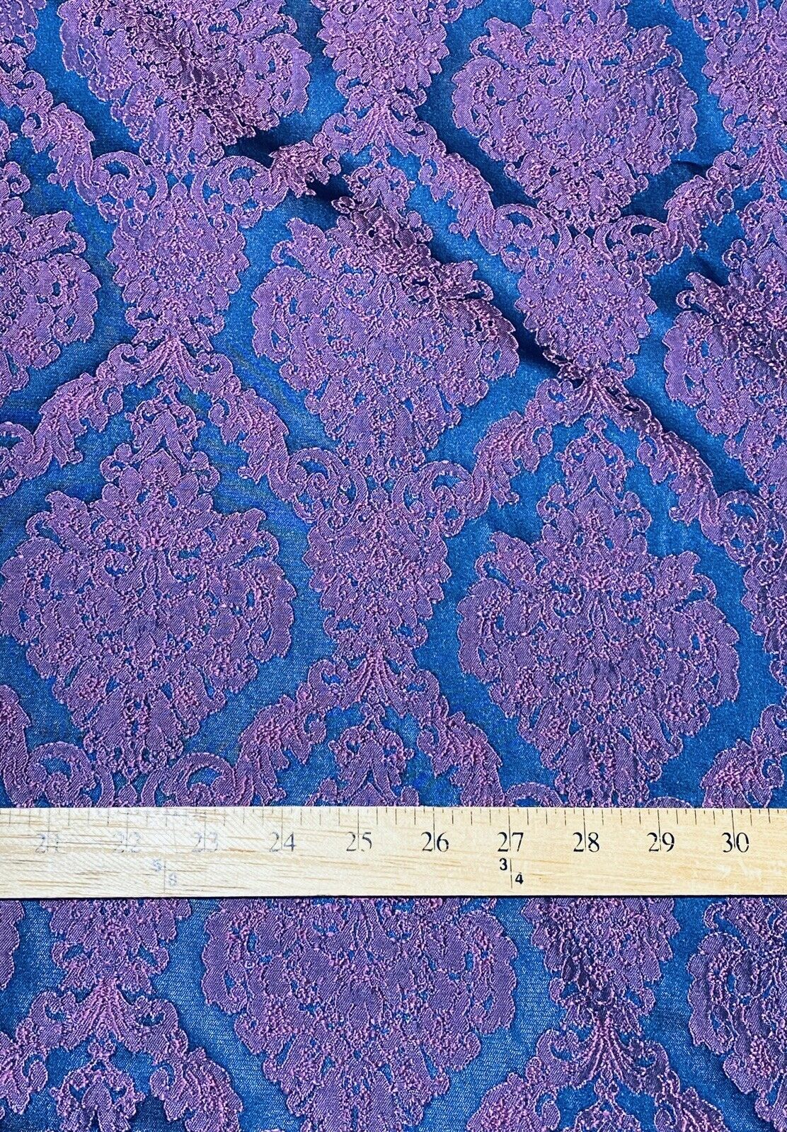Fat Quarter- Style L- Princess Giselle Designer Damask Satin Drapery Upholstery Fabric - Fuchsia Pink & Navy Blue - Fancy Styles Fabric Pierre Frey Lee Jofa Brunschwig & Fils