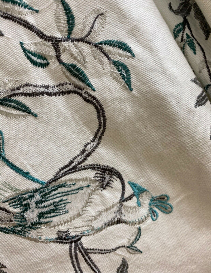 NEW! Lady Patrice Designer Floral & Bird Motif Drapery Upholstery Fabric- French Blue - Fancy Styles Fabric Pierre Frey Lee Jofa Brunschwig & Fils