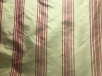 NEW Princess Vanessa Designer 100% Silk Taffeta Dupioni Stripes Fabric - Faded Green/Red 55” Wide - Fancy Styles Fabric Pierre Frey Lee Jofa Brunschwig & Fils