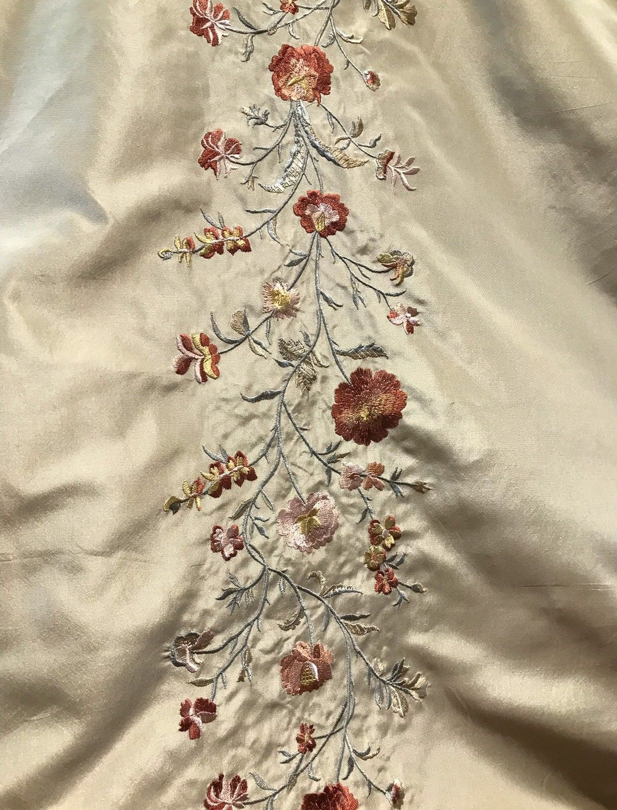 SALE! 100% Silk Taffeta Fabric - Embroidered Floral Taupe Gold - Fancy Styles Fabric Boutique