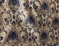 SWATCH Designer Upholstery Chenille Velvet Fabric - Blue Gold - Fancy Styles Fabric Pierre Frey Lee Jofa Brunschwig & Fils