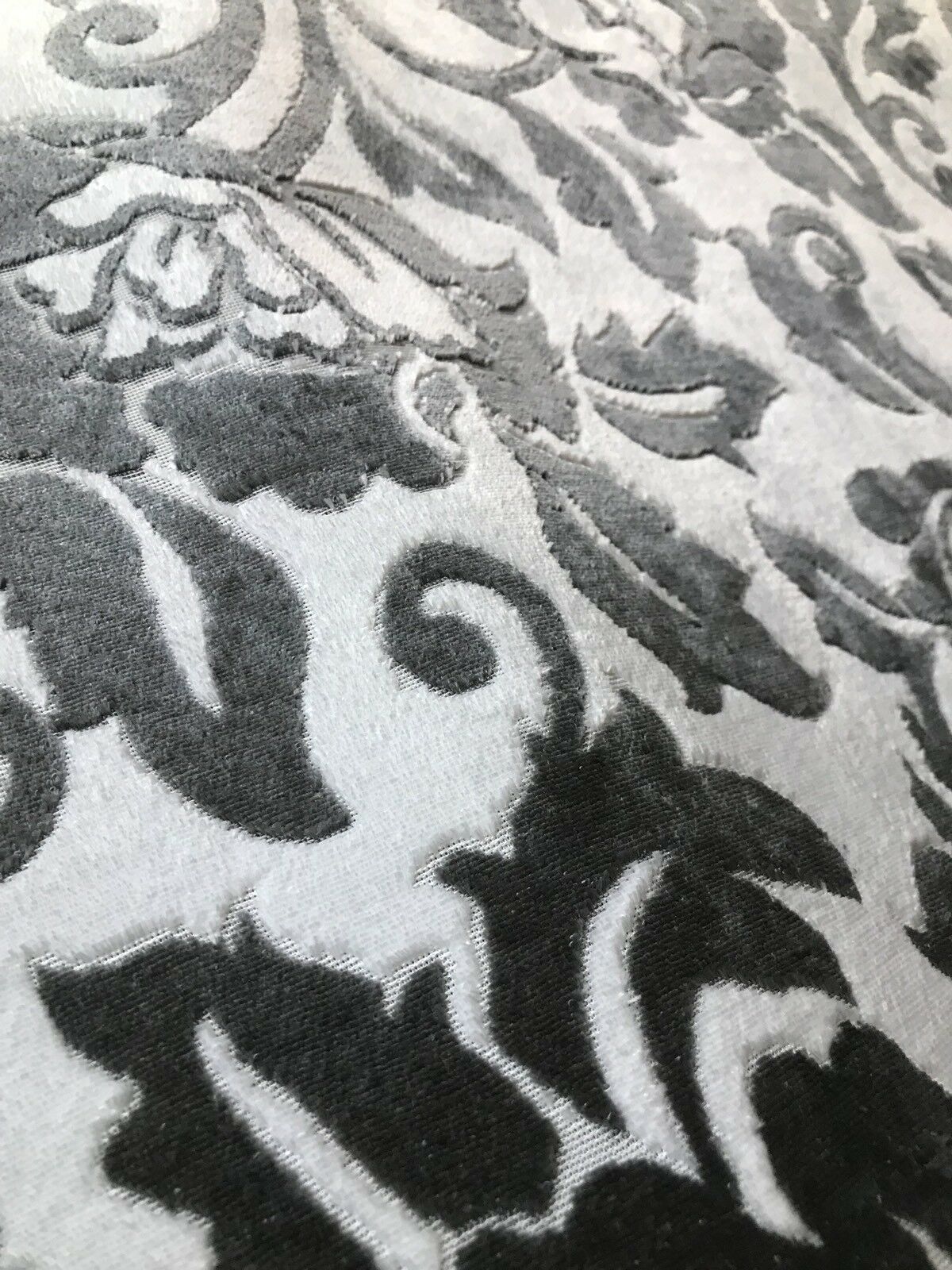 Baroness Angela Burnout Velvet Upholstery Fabric - Floral Charcoal & White LLPVS0008 - Fancy Styles Fabric Pierre Frey Lee Jofa Brunschwig & Fils