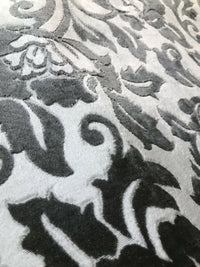 Baroness Angela Burnout Velvet Upholstery Fabric - Floral Charcoal & White LLPVS0008 - Fancy Styles Fabric Pierre Frey Lee Jofa Brunschwig & Fils