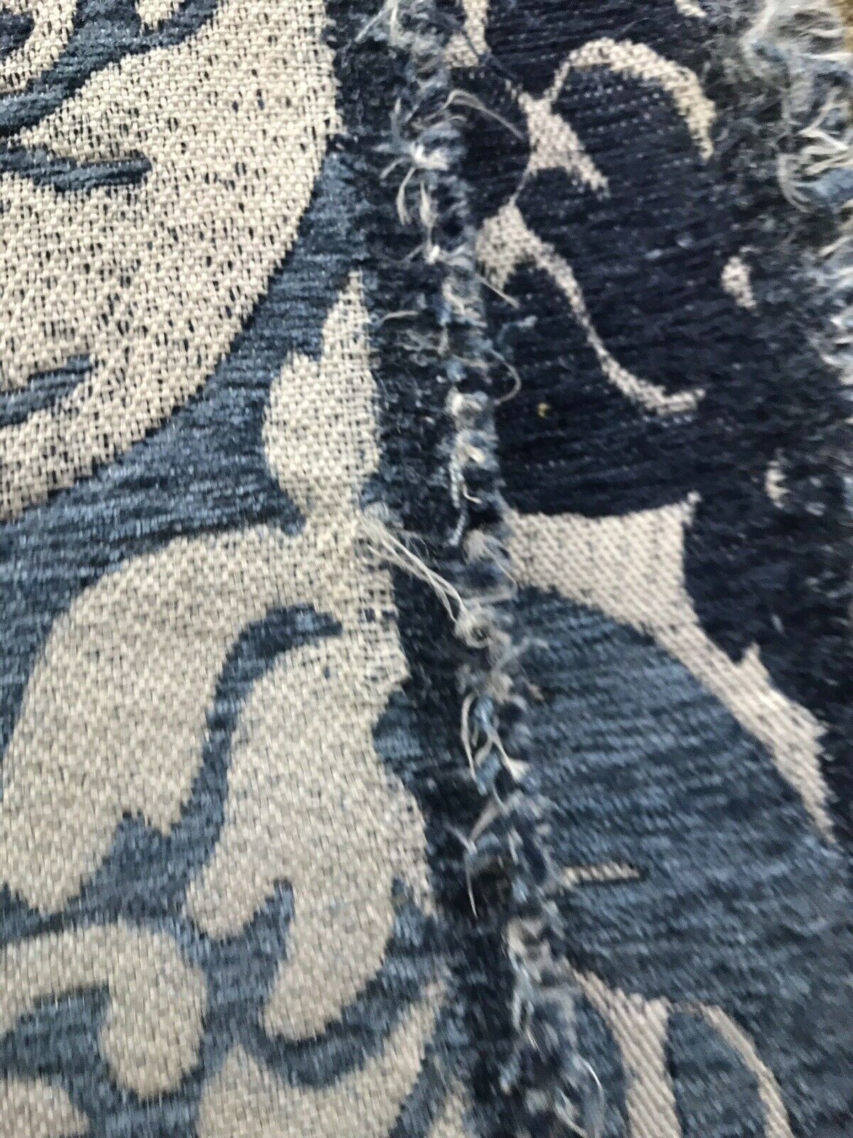 NEW Sir Arthur Double Sided Burnout Chenille Velvet Fabric- Blue Ivory Upholstery Damask - Fancy Styles Fabric Pierre Frey Lee Jofa Brunschwig & Fils