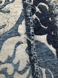 NEW Sir Arthur Double Sided Burnout Chenille Velvet Fabric- Blue Ivory Upholstery Damask - Fancy Styles Fabric Pierre Frey Lee Jofa Brunschwig & Fils