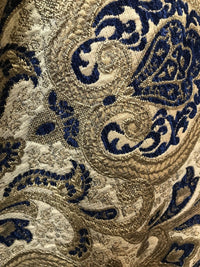 NEW! Antique Inspired French Brocade Chenille Velvet Fabric- Blue Upholstery - Fancy Styles Fabric Pierre Frey Lee Jofa Brunschwig & Fils