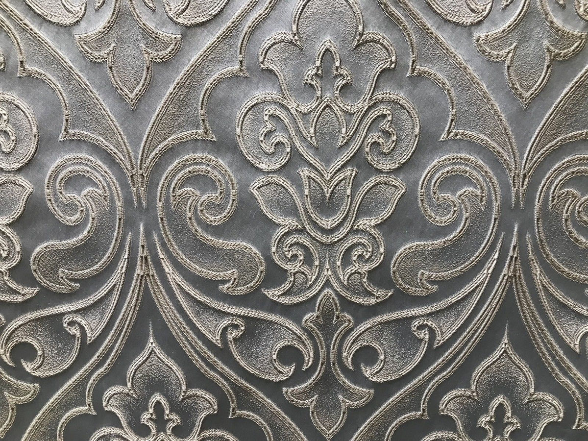 Designer Brocade Satin Fabric Interior Design- Light Silvery Blue- Upholstery - Fancy Styles Fabric Pierre Frey Lee Jofa