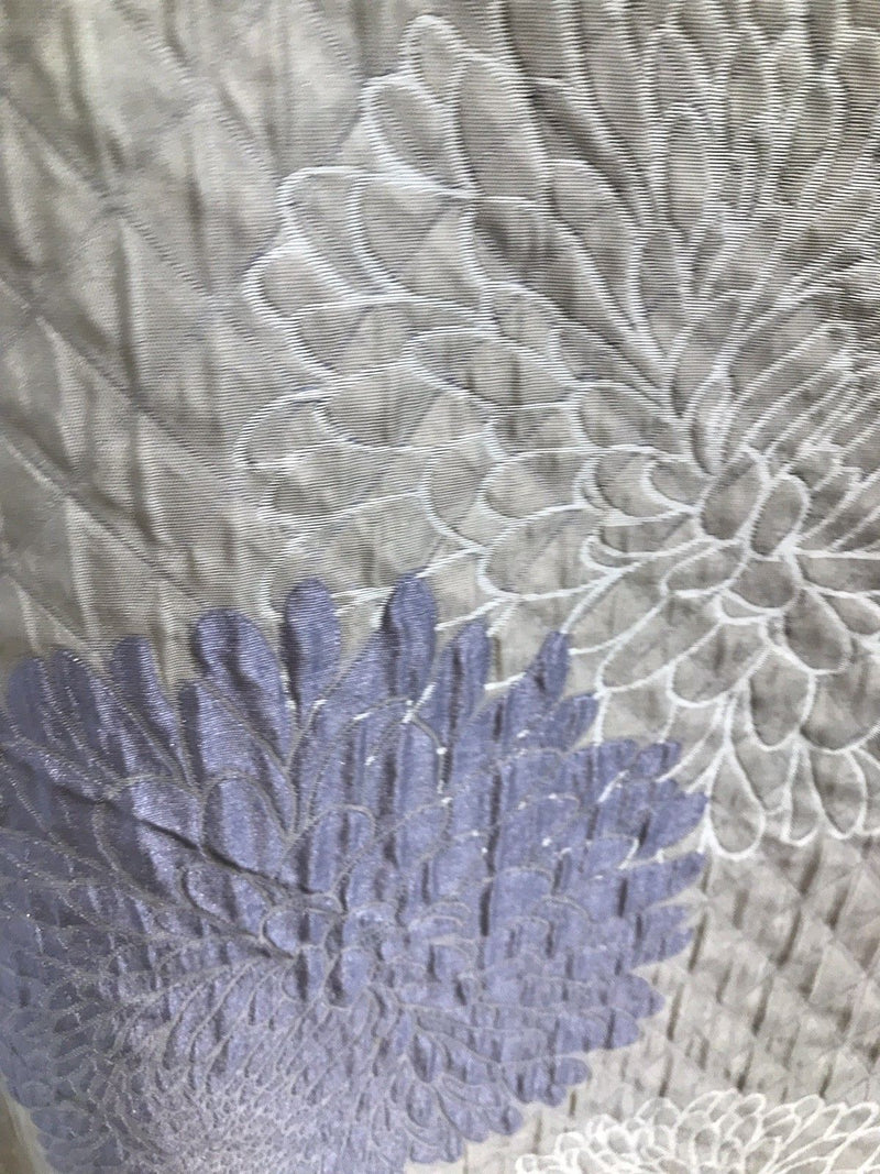 NEW Designer Quilted Satin Brocade Fabric - Floral- Lavender & Ivory - Fancy Styles Fabric Boutique