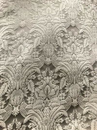 NEW! Prince Caspian 100% Silk Taffeta Interior Design Fabric Damask Brocade Silver-Taupe - Fancy Styles Fabric Pierre Frey Lee Jofa Brunschwig & Fils