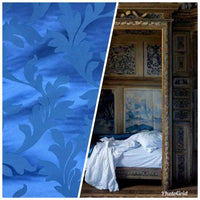 NEW Designer Satin Upholstery & Drapery Fabric- Damask Floral Vibrant Blue - Fancy Styles Fabric Pierre Frey Lee Jofa Brunschwig & Fils