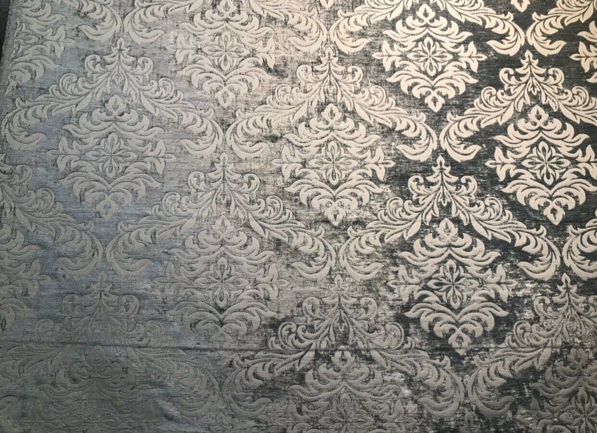 NEW Duke Albert Double Sided Burnout Chenille Velvet Fabric- Gray Upholstery Damask - Fancy Styles Fabric Pierre Frey Lee Jofa Brunschwig & Fils