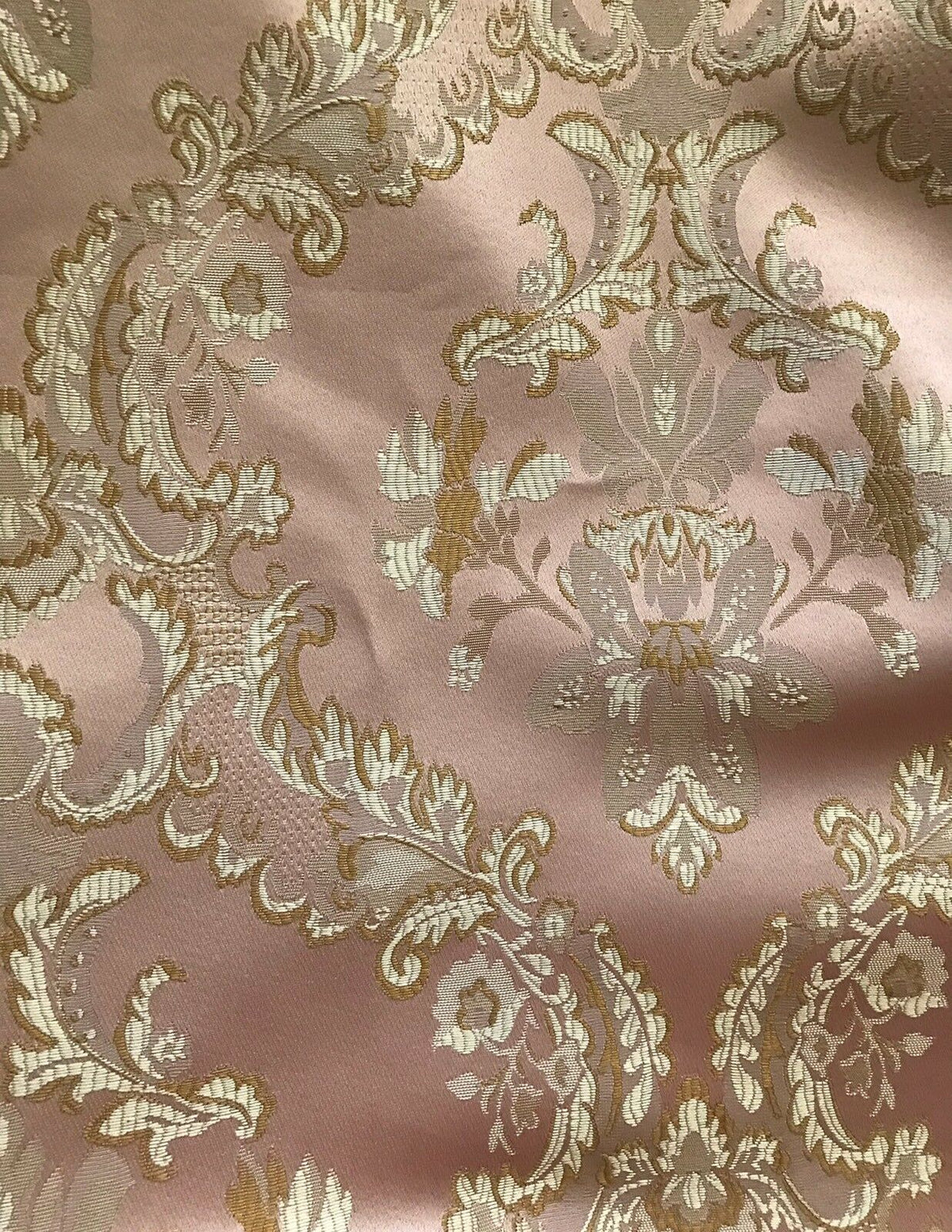 110” Wide- SALE! Prince Lucas Designer Brocade Jacquard Fabric- Antique Pink Gold- Damask - Fancy Styles Fabric Pierre Frey Lee Jofa Brunschwig & Fils