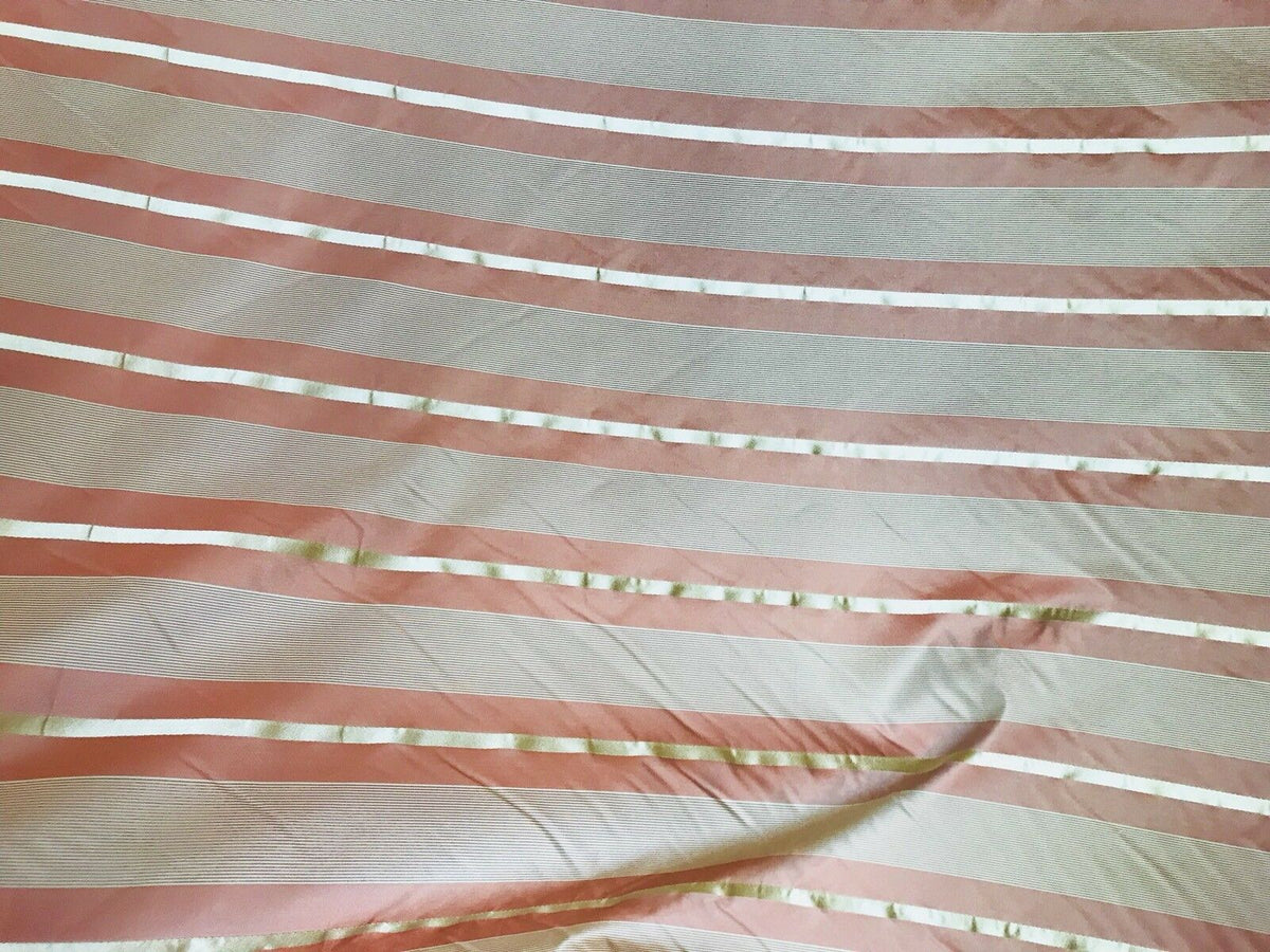 NEW! Lady Lynette SALE! 100% Silk Taffeta Muted Red And Gold Stripes Fabric- 55” Wide - Fancy Styles Fabric Pierre Frey Lee Jofa Brunschwig & Fils