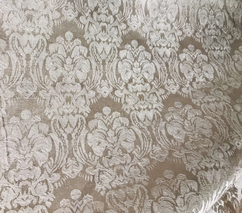 NEW SALE Designer Brocade Satin Damask Fabric- Antique Rose Gold- By The yard - Fancy Styles Fabric Boutique