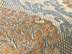 NEW Eggshell Blue-Brown Satin & Cut Chenille Velvet Brocade Upholstery Fabric - Fancy Styles Fabric Boutique