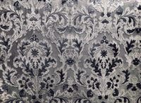 NEW! Antique Inspired Burnout Velvet Damask Fabric - Upholstery Gray Brocade - Fancy Styles Fabric Boutique