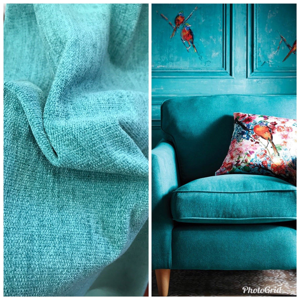 SALE! Designer Lightweight Chenille Fabric - Turquoise- Double Sided - Fancy Styles Fabric Pierre Frey Lee Jofa Brunschwig & Fils