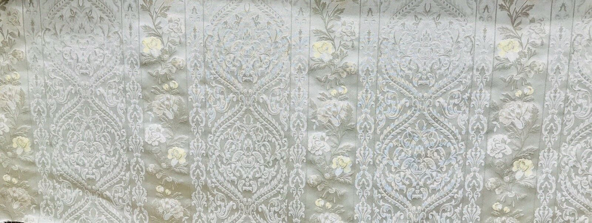 NEW Italian Brocade Satin Fabric- Ivory- Floral Upholstery Neoclassical Louis - Fancy Styles Fabric Pierre Frey Lee Jofa Brunschwig & Fils