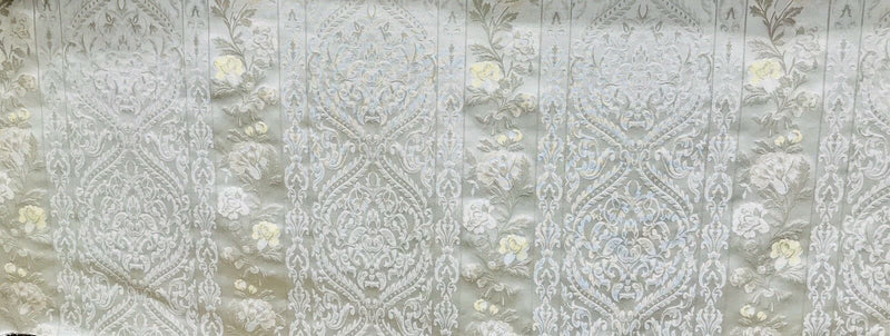 NEW Italian Brocade Satin Fabric- Ivory- Floral Upholstery Neoclassical Louis - Fancy Styles Fabric Pierre Frey Lee Jofa Brunschwig & Fils