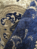 NEW! Antique Inspired French Brocade Chenille Velvet Fabric- Blue Upholstery - Fancy Styles Fabric Pierre Frey Lee Jofa Brunschwig & Fils