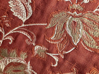 SWATCH 4” X 7” - Quilted Brocade Floral Upholstery Fabric- Rust Brick Red - Fancy Styles Fabric Pierre Frey Lee Jofa Brunschwig & Fils
