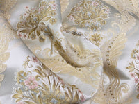 NEW Queen Antionette Novelty Ritz Neoclassical Brocade Damask Floral Satin Fabric - Ivory - Fancy Styles Fabric Pierre Frey Lee Jofa Brunschwig & Fils