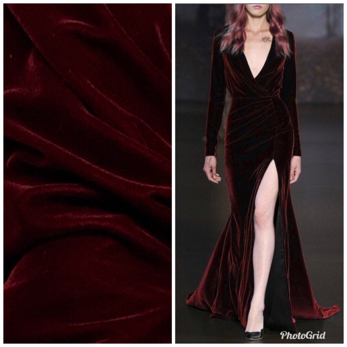 Designer Silk Rayon Velvet Fabric- Dark Cabernet Red - By the yard - Fancy Styles Fabric Pierre Frey Lee Jofa Brunschwig & Fils