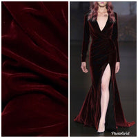 Designer Silk Rayon Velvet Fabric- Dark Cabernet Red - By the yard - Fancy Styles Fabric Pierre Frey Lee Jofa Brunschwig & Fils