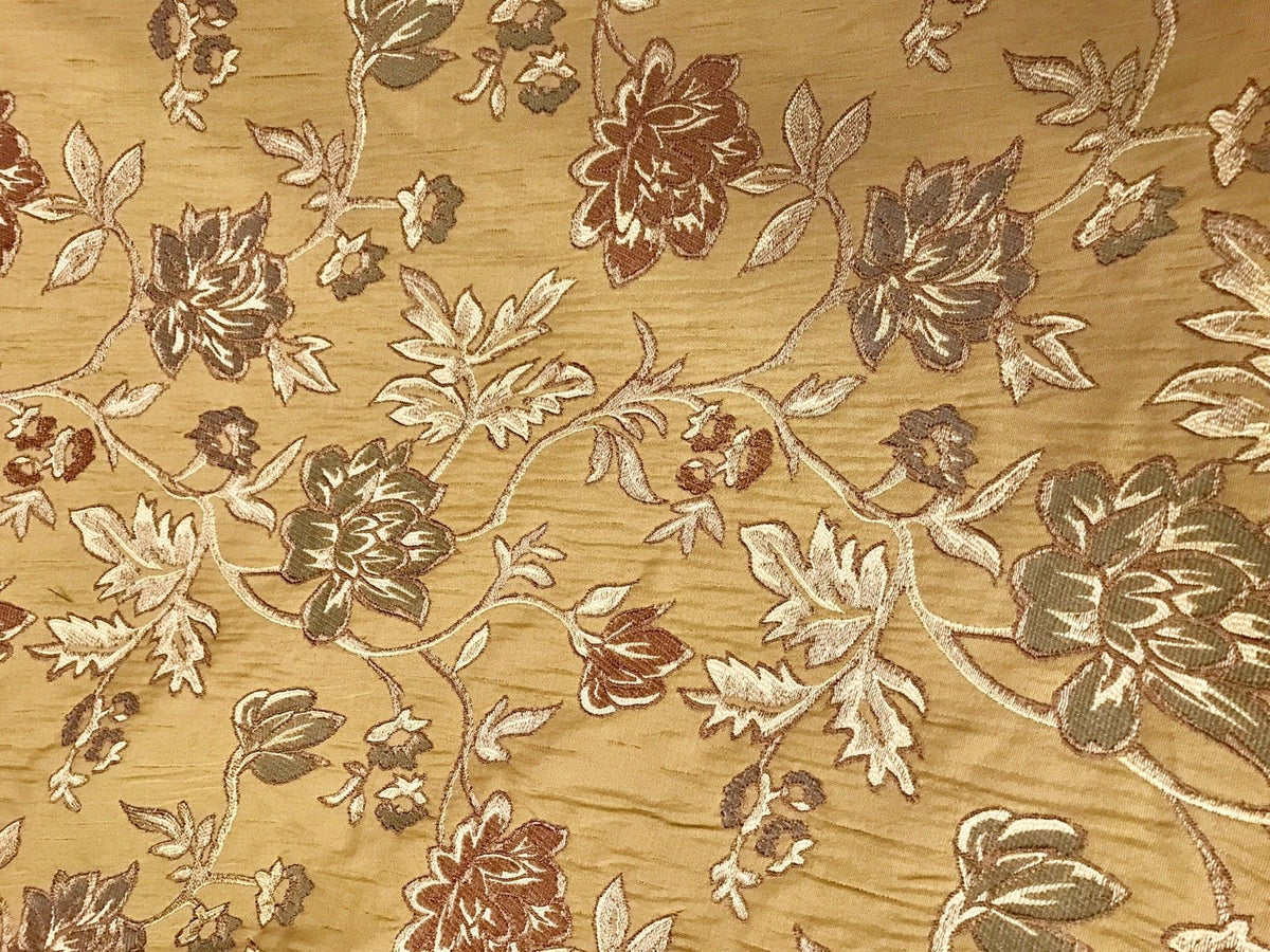 NEW Designer Jacquard Brocade Damask Upholstery Fabric- Mustard Yellow - Fancy Styles Fabric Boutique