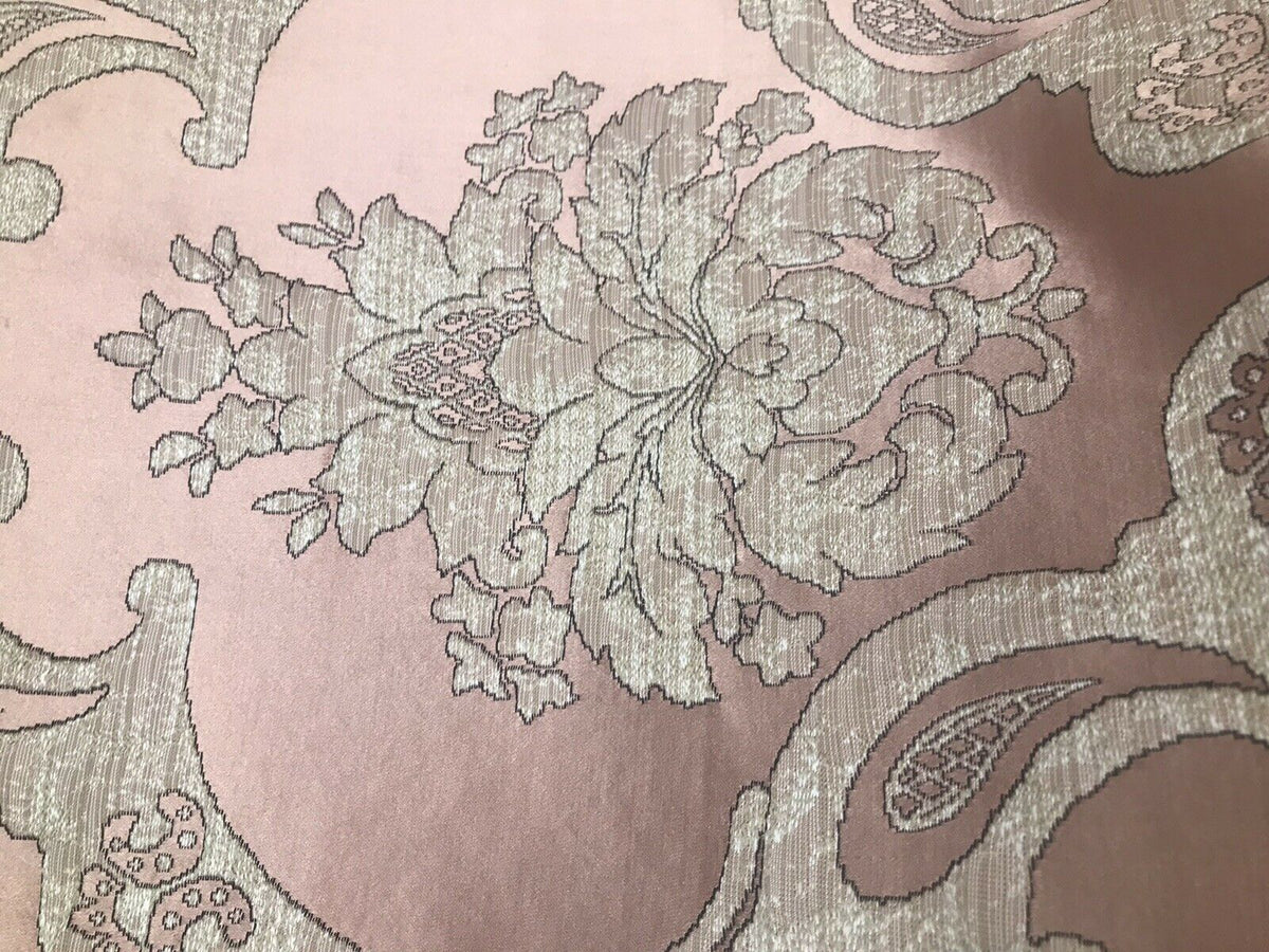 Sir Darcey Designer Satin Burnout Damask Drapery Upholstery Fabric - Pink BTY - Fancy Styles Fabric Pierre Frey Lee Jofa Brunschwig & Fils