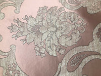 Sir Darcey Designer Satin Burnout Damask Drapery Upholstery Fabric - Pink BTY - Fancy Styles Fabric Pierre Frey Lee Jofa Brunschwig & Fils