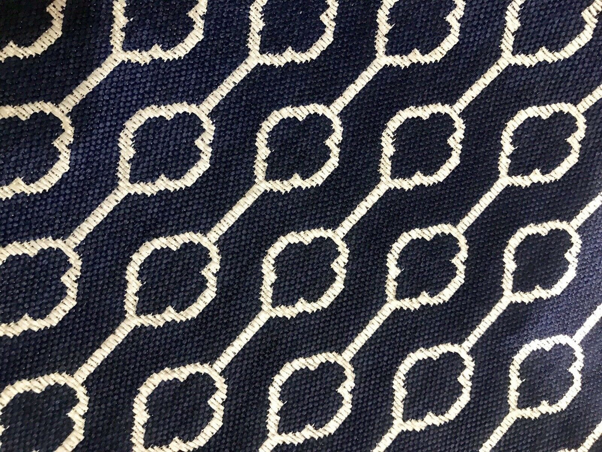 NEW Burnout Linen Inspired Upholstery Fabric- Indigo Blue Navy Geometric - Fancy Styles Fabric Pierre Frey Lee Jofa Brunschwig & Fils