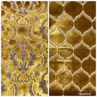 King Mark Novelty Designer Italian Burnout Geometric Velvet Fabric - Upholstery- BTY Gold - Fancy Styles Fabric Pierre Frey Lee Jofa Brunschwig & Fils