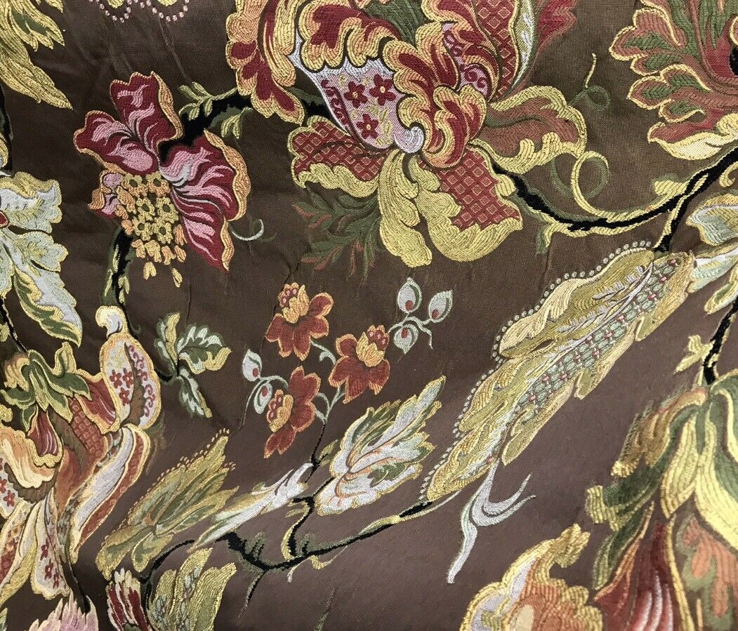 NEW Designer Floral Brocade Damask Upholstery Fabric- Made In Belgium- Brown - Fancy Styles Fabric Pierre Frey Lee Jofa Brunschwig & Fils