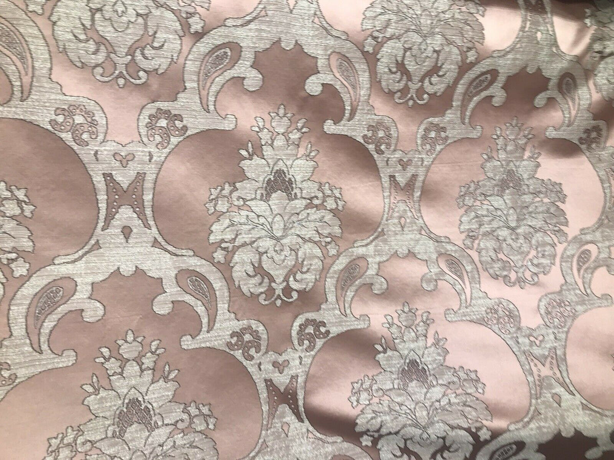 Sir Darcey Designer Satin Burnout Damask Drapery Upholstery Fabric - Pink BTY - Fancy Styles Fabric Pierre Frey Lee Jofa Brunschwig & Fils