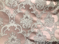 Sir Darcey Designer Satin Burnout Damask Drapery Upholstery Fabric - Pink BTY - Fancy Styles Fabric Pierre Frey Lee Jofa Brunschwig & Fils