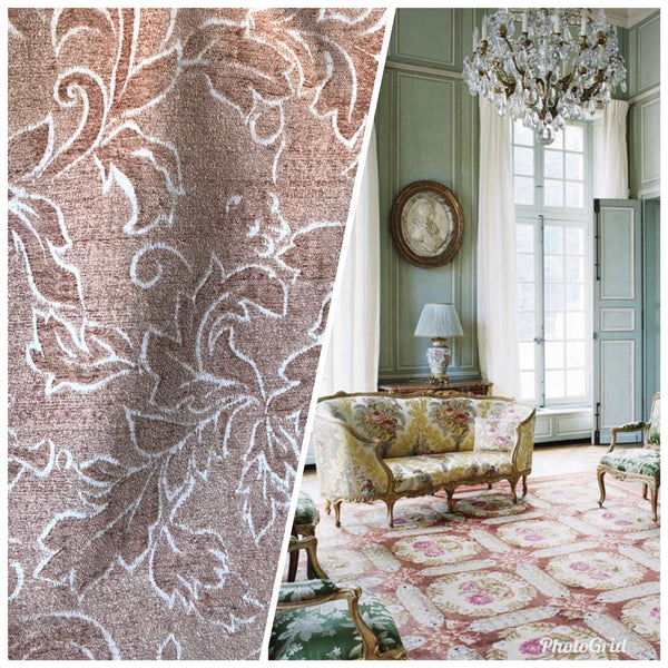 SALE! Designer Velvet Chenille Burnout Fabric - Antique Dusty Peach - Fancy Styles Fabric Pierre Frey Lee Jofa Brunschwig & Fils