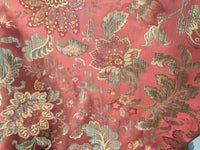Designer Brocade Satin Floral Drapery Fabric- Antique Salmon Red By The Yard - Fancy Styles Fabric Pierre Frey Lee Jofa