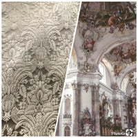 SWATCH Prince Caspian 100% Silk Taffeta Interior Design Fabric Damask Brocade Silver-Taupe - Fancy Styles Fabric Pierre Frey Lee Jofa Brunschwig & Fils