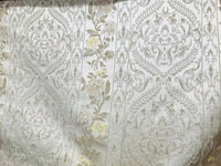 SWATCH Italian Brocade Satin Fabric- Ivory- Floral Upholstery Neoclassical Louis - Fancy Styles Fabric Pierre Frey Lee Jofa Brunschwig & Fils