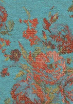 NEW Miss Juniper Designer Floral Needlepoint Inspired Upholstery Fabric- Turquoise & Roses - Fancy Styles Fabric Pierre Frey Lee Jofa Brunschwig & Fils