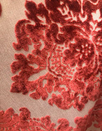 NEW Duke Gabriel Designer Damask Burnout Chenille Velvet Fabric - Electric Red- Upholstery - Fancy Styles Fabric Pierre Frey Lee Jofa Brunschwig & Fils