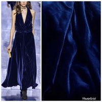 SALE! Designer Rayon Velvet Fabric - Antique Navy- By The Yard - Fancy Styles Fabric Boutique