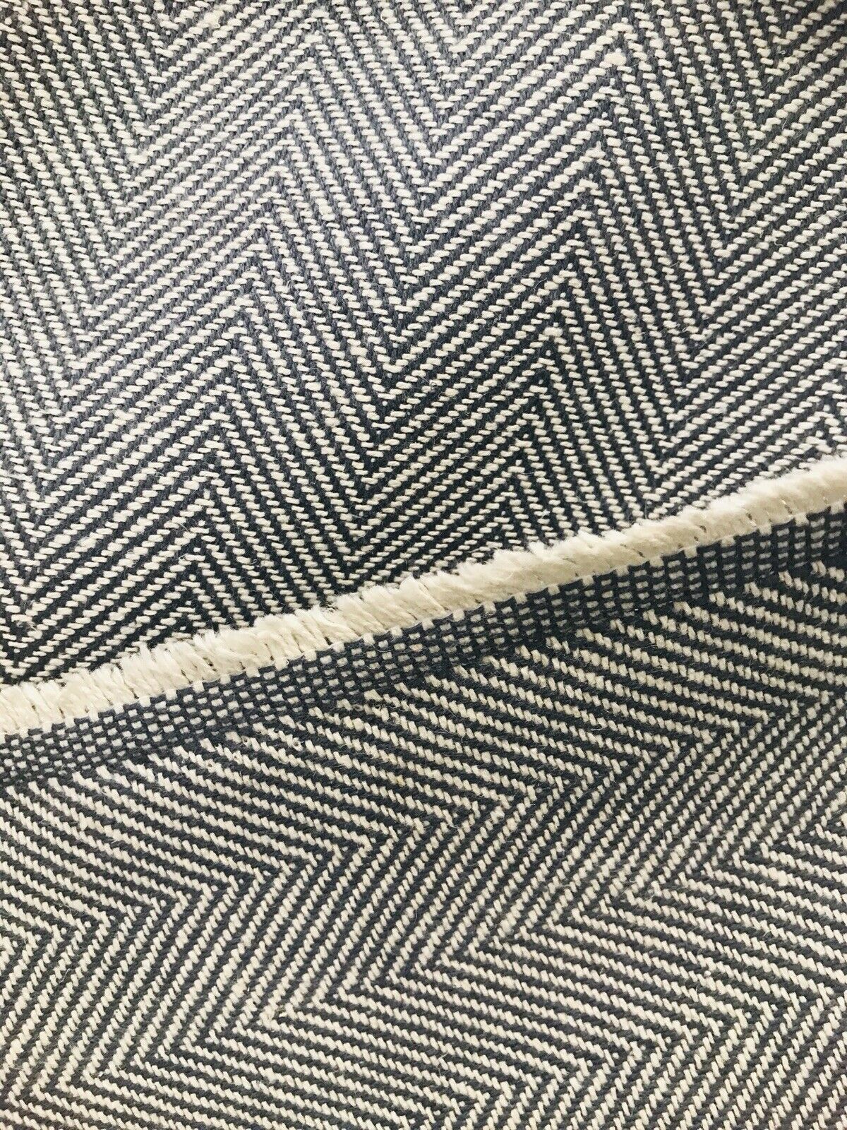 NEW Countess Cora Novelty Designer Herringbone Chevron Upholstery & Drapery Tweed Fabric - Steel Grey - Fancy Styles Fabric Pierre Frey Lee Jofa Brunschwig & Fils