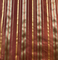 NEW! Lady Grace 100% Silk Taffeta Dupioni Fabric -Red & Gold Stripes - Fancy Styles Fabric Pierre Frey Lee Jofa Brunschwig & Fils