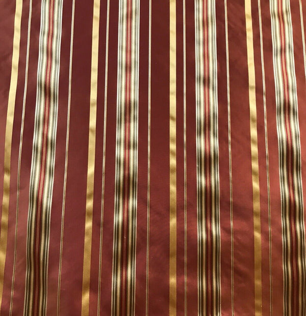 NEW! Lady Grace 100% Silk Taffeta Dupioni Fabric -Red & Gold Stripes - Fancy Styles Fabric Pierre Frey Lee Jofa Brunschwig & Fils