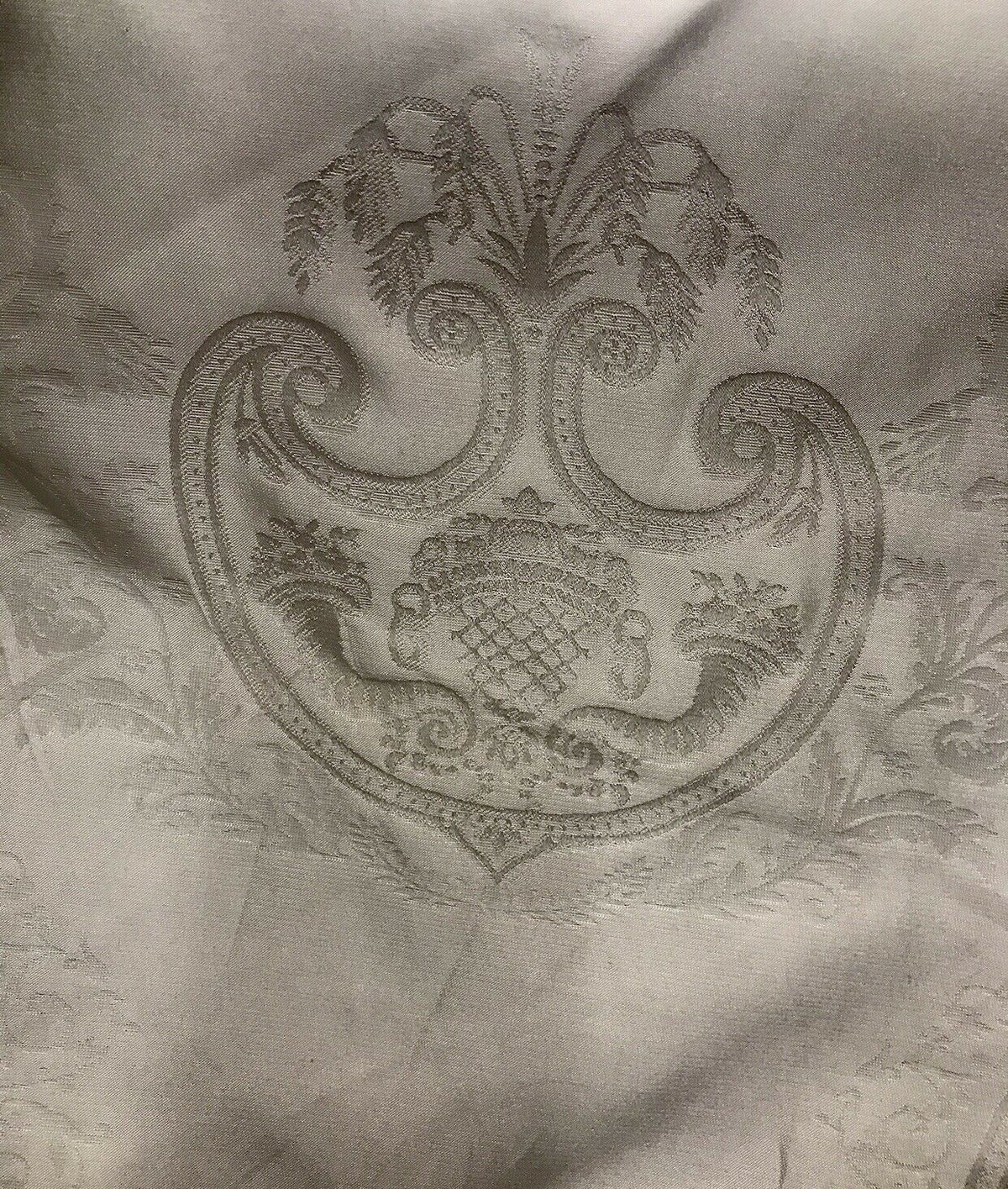 NEW! 100% Silk Jacquard Neoclassical Fabric - Tone On Tone Light Gray- Damask - Fancy Styles Fabric Pierre Frey Lee Jofa Brunschwig & Fils