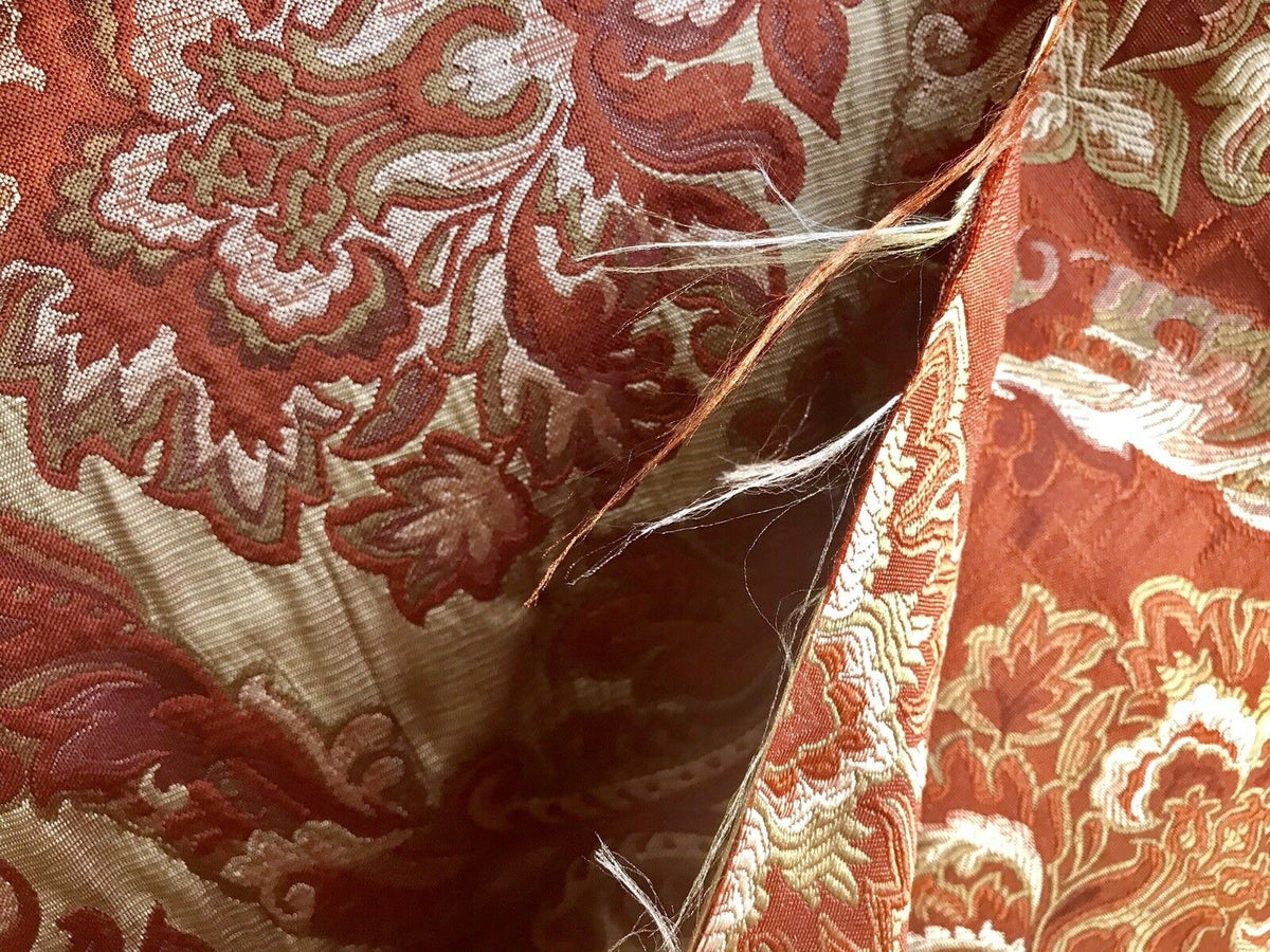 NEW! Sir Drew Designer Quilted Brocade Damask Upholstery Fabric- Rust Brick Red - Fancy Styles Fabric Pierre Frey Lee Jofa Brunschwig & Fils