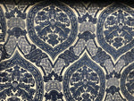 SWATCH Double Sided Burnout Chenille Velvet Fabric- Blue Upholstery Damask - Fancy Styles Fabric Boutique