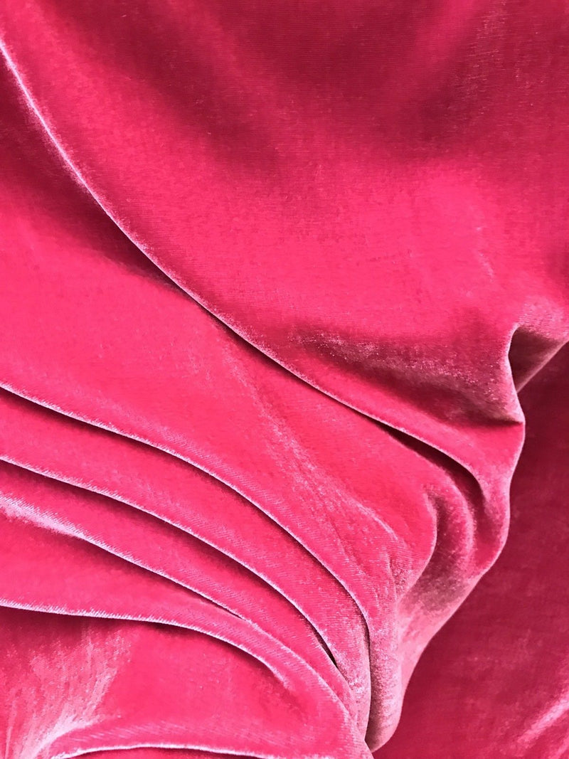 Miss Bonnie Designer Silk Rayon Velvet Fabric- Fuchsia Pink- Dress Weight-  Sold By The Yard